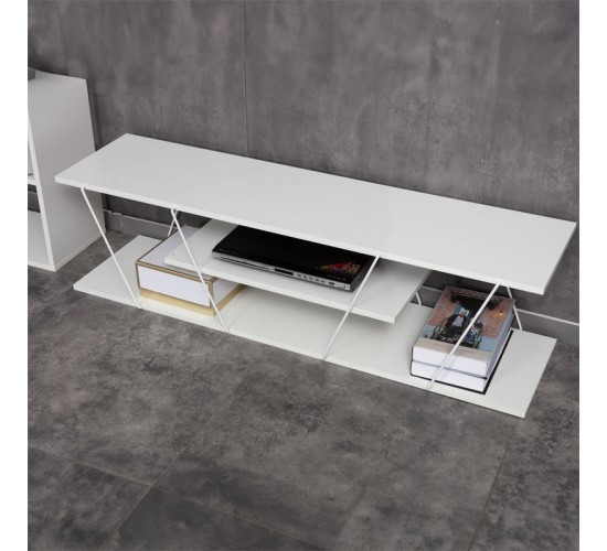 Έπιπλο τηλεόρασης Tars λευκό 120x30x33εκ Υλικό: E1 MELAMINE PB BOARD M16. METAL 225-000031 Έπιπλο τηλεόρασης Tars λευκό 120x30x33εκ Υλικό: E1 MELAMINE PB BOARD M16. METAL 225-000031