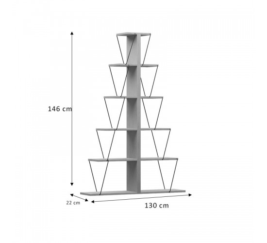 Βιβλιοθήκη mini Tars sonoma-μαύρο 130x22x146εκ Υλικό: E1 MELAMINE PB BOARD M16. METAL 225-000040 Βιβλιοθήκη mini Tars sonoma-μαύρο 130x22x146εκ Υλικό: E1 MELAMINE PB BOARD M16. METAL 225-000040