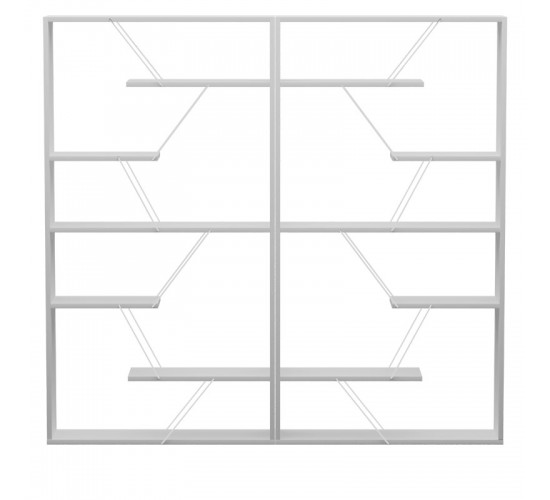 Βιβλιοθήκη Tars γκρι-λευκό 168x24x157εκ Υλικό: E1 MELAMINE PB BOARD M16. METAL 225-000045