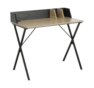 Γραφείο εργασίας Zervan μελαμίνη σε φυσική-μαύρη απόχρωση 90x50x85εκ Υλικό: MELAMINE - METAL 15MM 225-000048