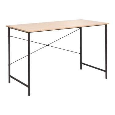 Γραφείο εργασίας Senzia σε φυσική απόχρωση με μαύρο μέταλλο 120x60x75εκ Υλικό: PARTICLE BOARD - MELAMINE - METAL FRAME 15MM 225-000060