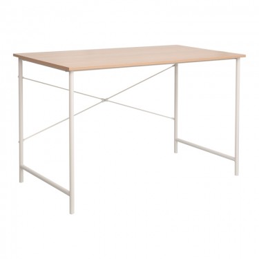 Γραφείο εργασίας Senzia σε φυσική απόχρωση με λευκό μέταλλο 120x60x75εκ Υλικό: PARTICLE BOARD - MELAMINE - METAL FRAME 15MM 225-000061