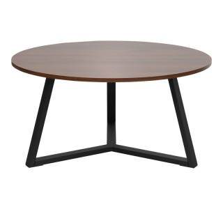 Τραπέζι σαλονιού Berton σε καρυδί απόχρωση με μαύρο μέταλλο Φ80x40εκ Υλικό: METAL - PARTICLE BOARD - MELAMINE 15MM 225-000074