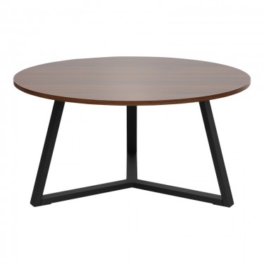 Τραπέζι σαλονιού Berton σε καρυδί απόχρωση με μαύρο μέταλλο Φ80x40εκ Υλικό: METAL - PARTICLE BOARD - MELAMINE 15MM 225-000074