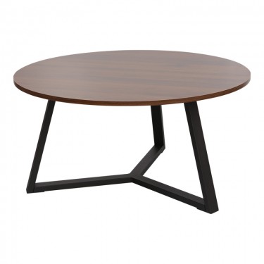 Τραπέζι σαλονιού Berton σε καρυδί απόχρωση με μαύρο μέταλλο Φ80x40εκ Υλικό: METAL - PARTICLE BOARD - MELAMINE 15MM 225-000074