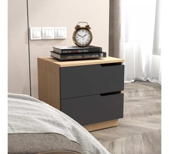 Κομοδίνο Verena I σε φυσική-ανθρακί απόχρωση 48x40x48εκ 225-000081