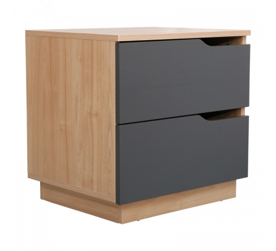 Κομοδίνο Verena I σε φυσική-ανθρακί απόχρωση 48x40x48εκ 225-000081