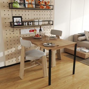 Τραπέζι Faragio μέταλλο σε φυσική απόχρωση με μαύρα μεταλλικά πόδια 120x75x75εκ Υλικό: PB  MELAMINE 225-000082