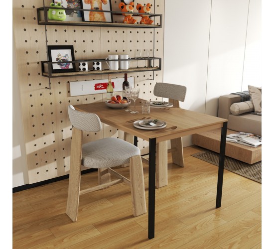 Τραπέζι Faragio μέταλλο σε φυσική απόχρωση με μαύρα μεταλλικά πόδια 120x75x75εκ 225-000082