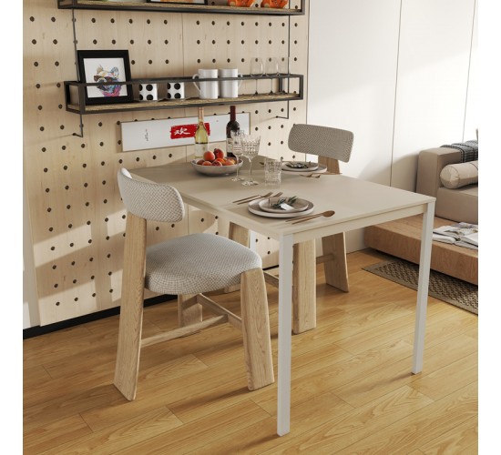 Τραπέζι Faragio μέταλλο σε μπεζ απόχρωση με γκρι μεταλλικά πόδια 120x75x75εκ 225-000083