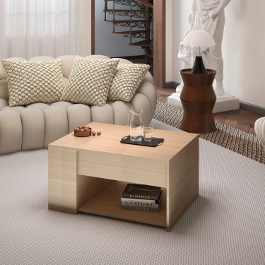 Τραπέζι σαλονιού Aravis πολυμορφικό σε φυσική απόχρωση 80x60x42εκ Υλικό: PB  MELAMINE 225-000085