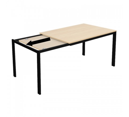 Τραπέζι Extento επεκτεινόμενο σε φυσική απόχρωση με μαύρα μεταλλικά πόδια 120-180x74x75εκ Υλικό: PB  MELAMINE  METAL FRAME 225-000086