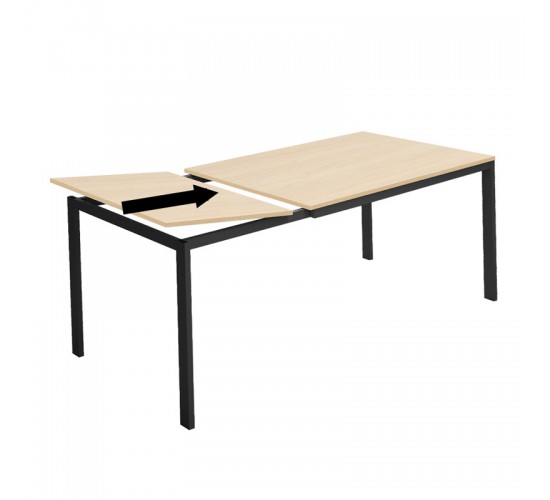 Τραπέζι Extento επεκτεινόμενο σε φυσική απόχρωση με μαύρα μεταλλικά πόδια 120-180x74x75εκ Υλικό: PB  MELAMINE  METAL FRAME 225-000086