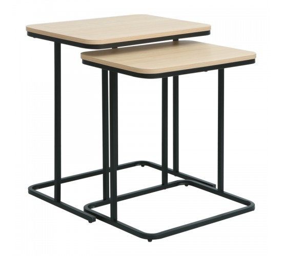 Βοηθητικα τραπέζια Dunest σε φυσική απόχρωση-μαύρα μεταλλικά πόδια 54x40x60εκ Υλικό: PB  MELAMINE  METAL FRAME 225-000087
