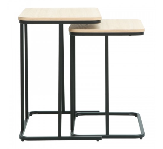 Βοηθητικα τραπέζια Dunest σε φυσική απόχρωση-μαύρα μεταλλικά πόδια 54x40x60εκ Υλικό: PB  MELAMINE  METAL FRAME 225-000087