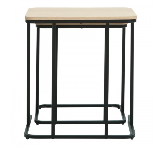 Βοηθητικα τραπέζια Dunest σε φυσική απόχρωση-μαύρα μεταλλικά πόδια 54x40x60εκ Υλικό: PB  MELAMINE  METAL FRAME 225-000087