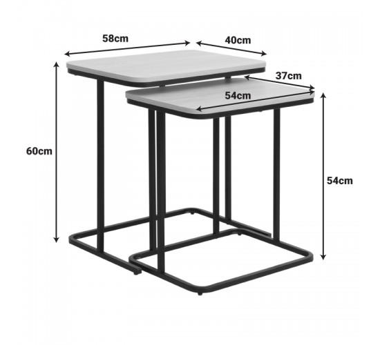 Βοηθητικα τραπέζια Dunest σε φυσική απόχρωση-μαύρα μεταλλικά πόδια 54x40x60εκ Υλικό: PB  MELAMINE  METAL FRAME 225-000087