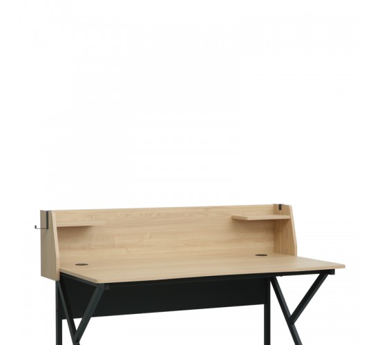 Γραφείο εργασίας Spaco σε φυσική απόχρωση - μαύρα μεταλλικα πόδια 123x61.5x100.5εκ Υλικό: PB  MELAMINE  METAL FRAME 225-000088