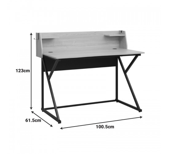 Γραφείο εργασίας Spaco σε φυσική απόχρωση - μαύρα μεταλλικα πόδια 123x61.5x100.5εκ Υλικό: PB  MELAMINE  METAL FRAME 225-000088