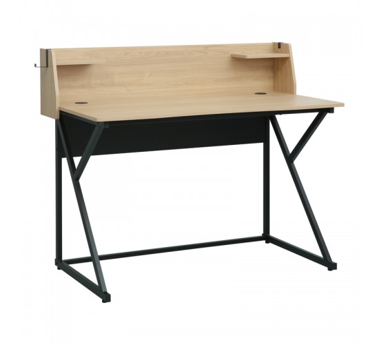 Γραφείο εργασίας Spaco σε φυσική απόχρωση - μαύρα μεταλλικα πόδια 123x61.5x100.5εκ Υλικό: PB  MELAMINE  METAL FRAME 225-000088