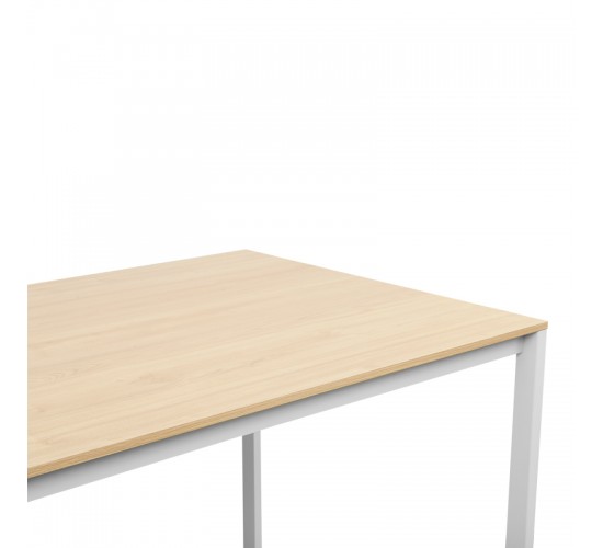 Τραπέζι Faragio σε φυσική απόχρωση-λευκά μεταλλικά πόδια 120x75x75εκ Υλικό: PB  MELAMINE  METAL FRAME 225-000090