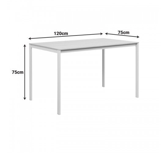 Τραπέζι Faragio σε φυσική απόχρωση-λευκά μεταλλικά πόδια 120x75x75εκ Υλικό: PB  MELAMINE  METAL FRAME 225-000090