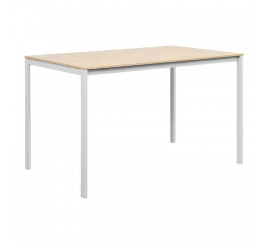Τραπέζι Faragio σε φυσική απόχρωση-λευκά μεταλλικά πόδια 120x75x75εκ Υλικό: PB  MELAMINE  METAL FRAME 225-000090