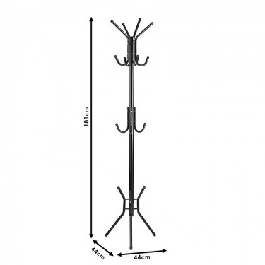 Καλόγερος ρούχων Piero μέταλλο μαύρο Φ44x181εκ Υλικό: METAL 226-000001