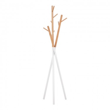 Καλόγερος ρούχων Sigar μέταλλο-ξύλο σε λευκή-φυσική απόχρωση 49x51x187εκ Υλικό: METAL - WOOD 226-000031