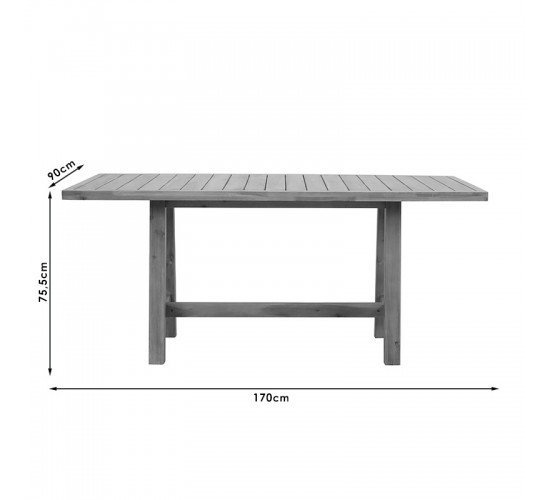 Τραπέζι Malibu φυσικό ξύλο ακακία 170x90x75.5εκ Υλικό: FSC ACACIA 228-000006