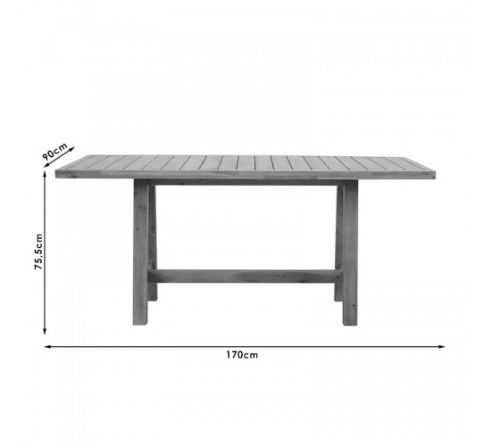 Τραπέζι Malibu μασίφ ξύλο ακακίας 170x90x75.5εκ Υλικό: FSC ACACIA 228-000006