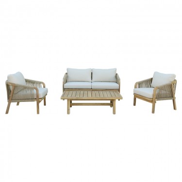 Σαλόνι κήπου Malibu μασίφ ξύλο ακακίας-ύφασμα μπεζ Υλικό: FSC ACACIA 228-000014