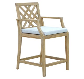 Σκαμπό μπαρ Amalfi μασίφ ξύλο ακακίας-μπεζ ύφασμα 59x63.5x104.9εκ Υλικό: ACACIA 228-000040