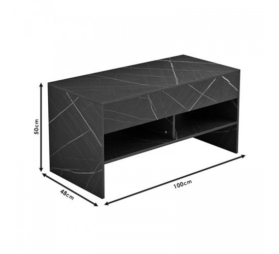 Τραπέζι σαλονιού Law πολυμορφικό μαύρο μαρμάρου 100x48x50εκ Υλικό: CLIPBOARD WITH MELAMINE 15mm. 230-000001