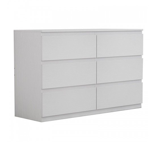 Συρταριέρα Cindy 6 συρταριών λευκό 120x40x75εκ Υλικό: CLIPBOARD WITH MELAMINE 15mm 230-000009