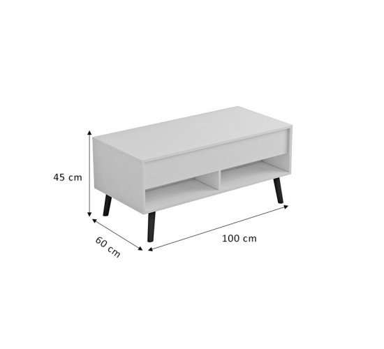 Τραπέζι σαλονιού Skyfi πολυμορφικό λευκό-μαύρο 100x60x45εκ Υλικό: CLIPBOARD WITH MELAMINE 15mm 230-000022