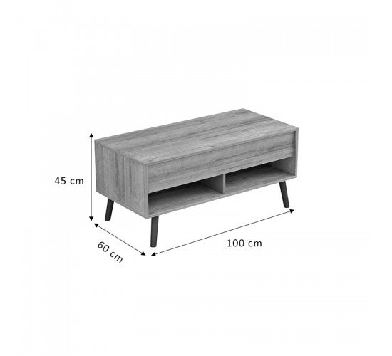 Τραπέζι σαλονιού Skyfi πολυμορφικό φυσικό-ανθρακί 100x60x45εκ Υλικό: CLIPBOARD WITH MELAMINE 15mm 230-000023