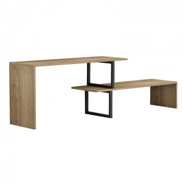 Έπιπλο τηλεόρασης Lilant μελαμίνης sonoma-μαύρο μέταλλο 110-160x30x45εκ Υλικό: CHIPBOARD-STEEL TUBE 230-000040