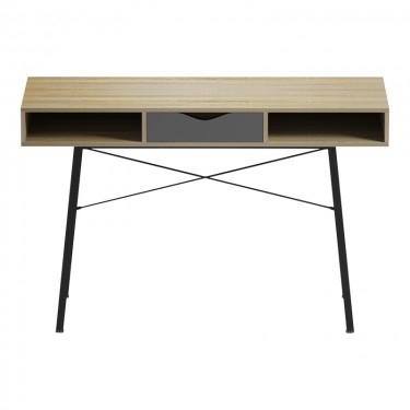 Γραφείο εργασίας Komo pakoworldε sonoma-γκρι - μαύρα μεταλλικά πόδια 120x48x76εκ Υλικό: -15mm Melamine Board - 25*25mm Powder Coated Steel Tube 230-000061