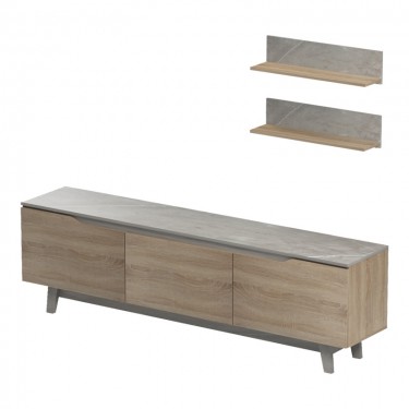 Σύνθετο σαλονιού Kasia μπεζ μαρμάρου-sonoma 180x35x48.5εκ Υλικό: PB 230-000078