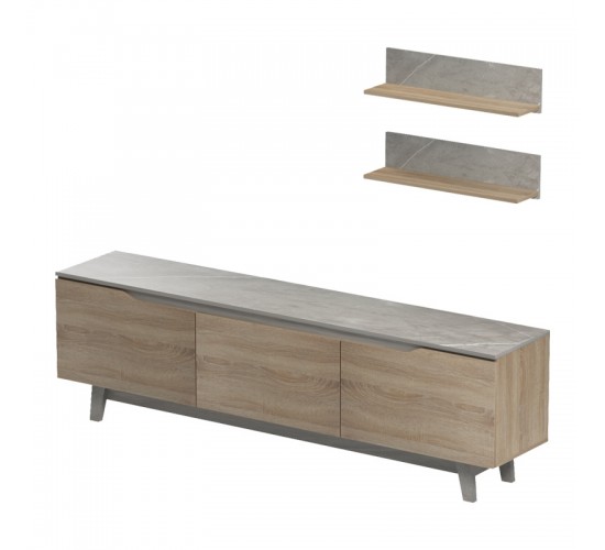 Σύνθετο σαλονιού Kasia σε μπεζ μαρμάρου-sonoma απόχρωση 180x35x48.5εκ Υλικό: PB 230-000078