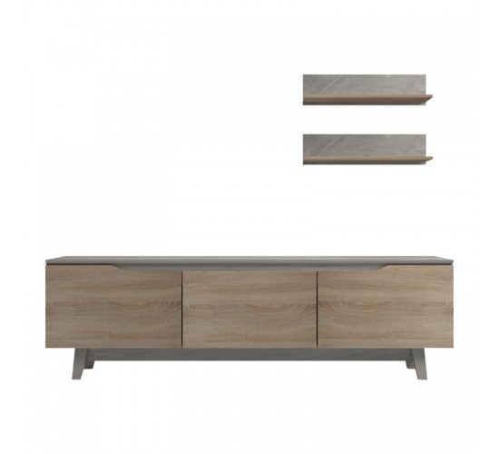 Σύνθετο σαλονιού Kasia σε μπεζ μαρμάρου-sonoma απόχρωση 180x35x48.5εκ Υλικό: PB 230-000078