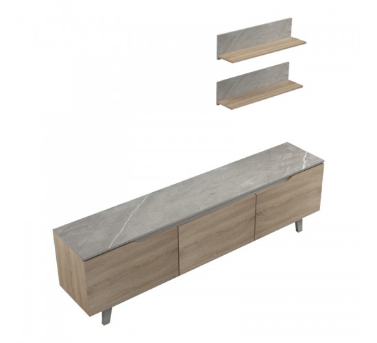 Σύνθετο σαλονιού Kasia σε μπεζ μαρμάρου-sonoma απόχρωση 180x35x48.5εκ Υλικό: PB 230-000078