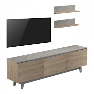 Σύνθετο σαλονιού Kasia μπεζ μαρμάρου-sonoma 180x35x48.5εκ Υλικό: PB 230-000078