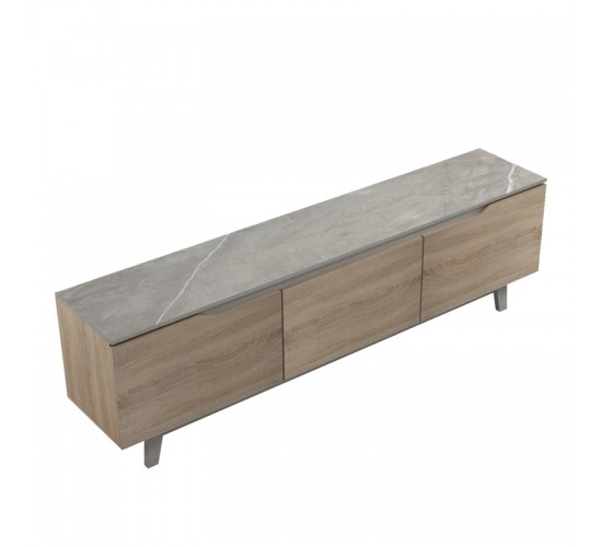 Έπιπλο τηλεόρασης Kasandra σε μπεζ μαρμάρου-sonoma απόχρωση 180x35x48.5εκ Υλικό: PB 230-000080