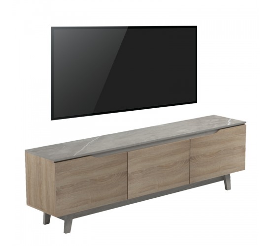 Έπιπλο τηλεόρασης Kasandra σε μπεζ μαρμάρου-sonoma απόχρωση 180x35x48.5εκ Υλικό: PB 230-000080