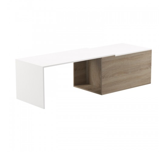 Τραπέζι σαλονιού Extera επεκτεινόμενο σε λευκή-sonoma απόχρωση 100-160x50x45εκ Υλικό: PB 230-000086