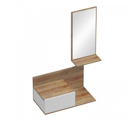 Έπιπλο εισόδου με καθρέπτη Miranda σε λευκή-oak απόχρωση 60x30x89.5εκ Υλικό: PB 230-000092