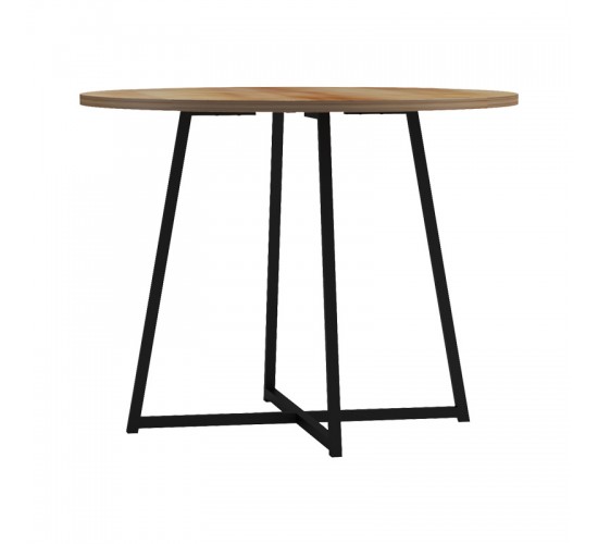 Τραπέζι Sarah Ι σε oak απόχρωση με μαύρα μεταλλικά πόδια Φ100x76εκ Υλικό: PB   STEEL 230-000093