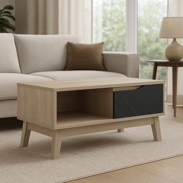 Τραπέζι σαλονιού Judas σε μαύρο μαρμάρου-sonoma απόχρωση 90x45x38.5εκ Υλικό: PB 230-000096